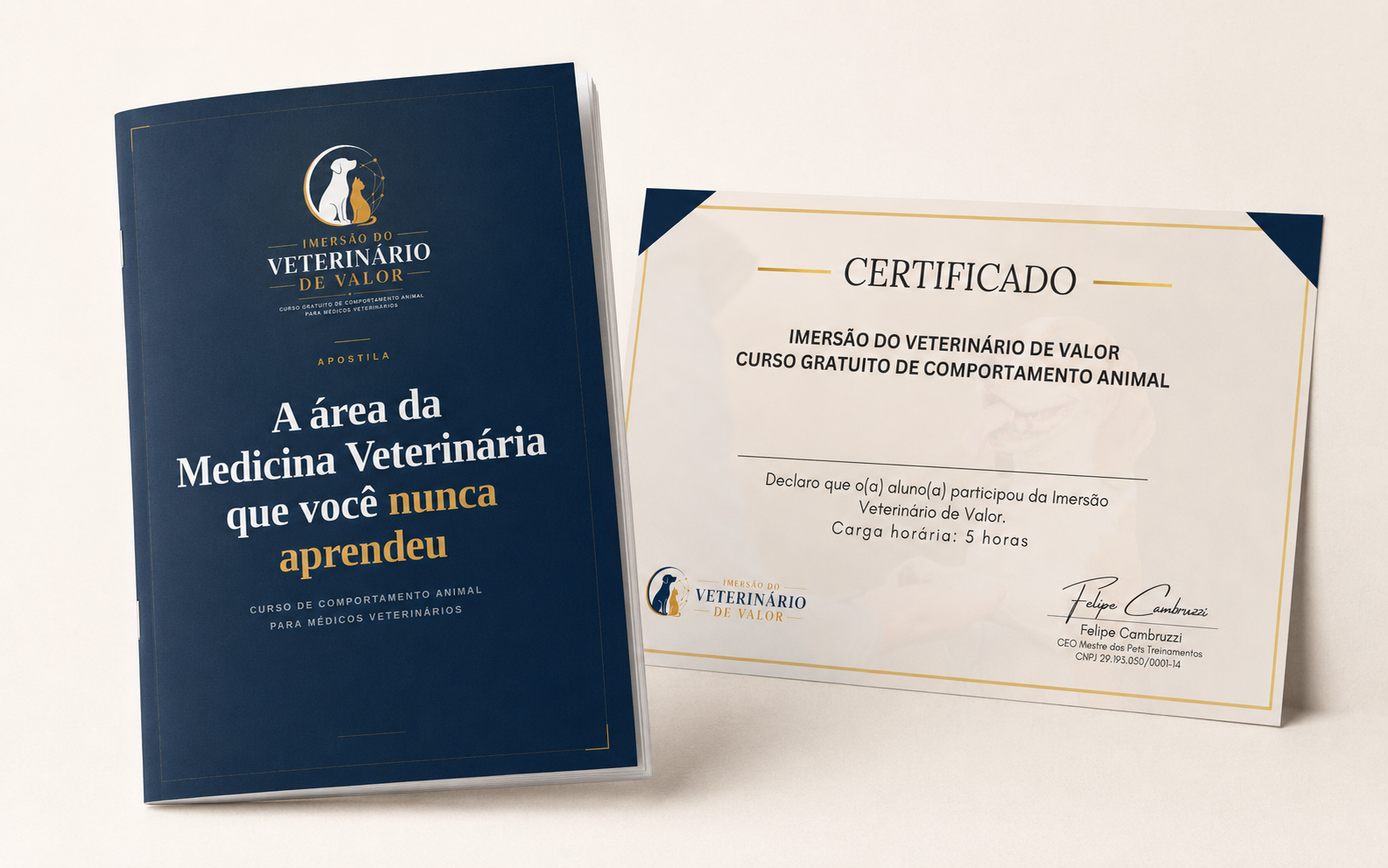 Apostila e certificado da Imersão do Veterinário de Valor